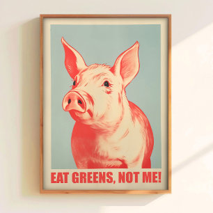 Essgrün-Druck Küchenwandkunst Vegetarisch Retro Poster