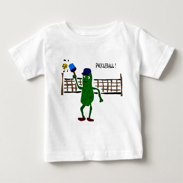 Essiggurke, die Pickleball Primitiv-Kunst spielt Baby T-shirt (Vorderseite)