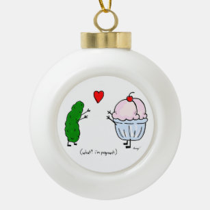 Essiggurken-Liebe-Eiscreme-Ball-Verzierung Keramik Kugel-Ornament