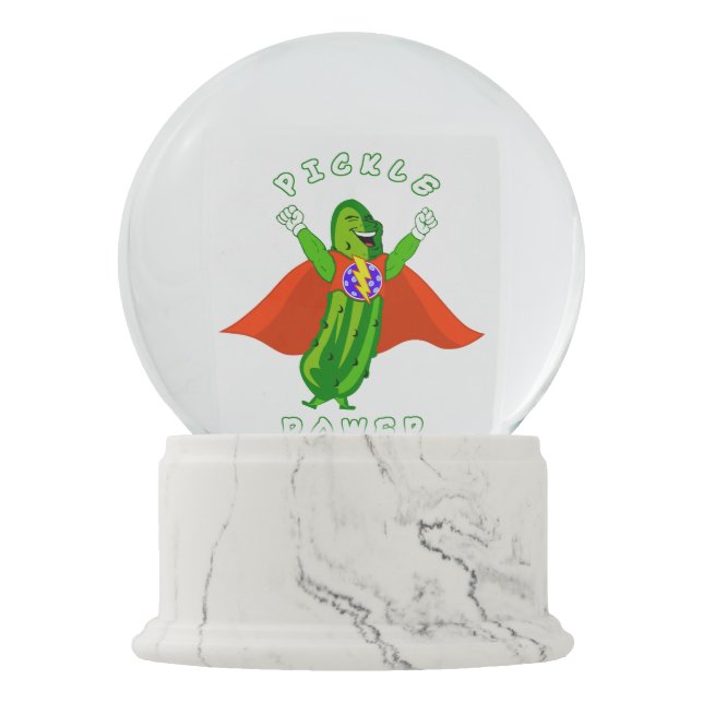 Essiggurken-Power lustiges Pickleball Schneekugel (Vorderseite)