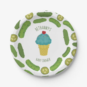 Essiggurken-und Eiscreme-Jungen-Babyparty Pappteller