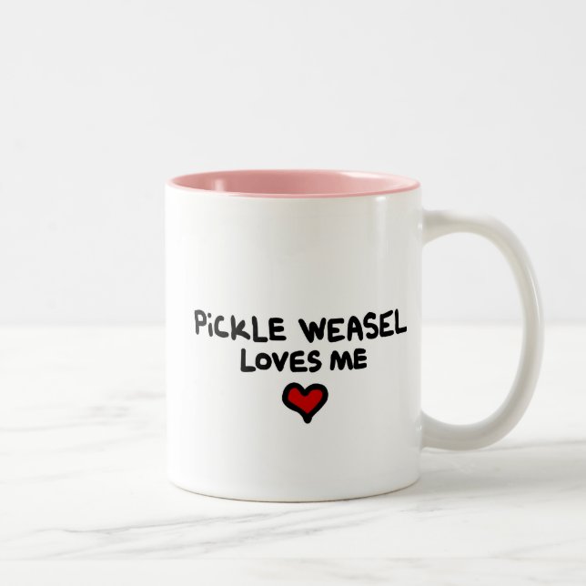 Essiggurkeweasel-Lieben ICH Becher Zweifarbige Tasse (Rechts)