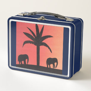 Esskiste mit zwei Elefanten Metall Lunch Box