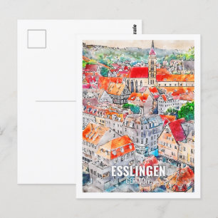 Esslingen Deutschland berühmter Reiseort Wasserfar Postkarte