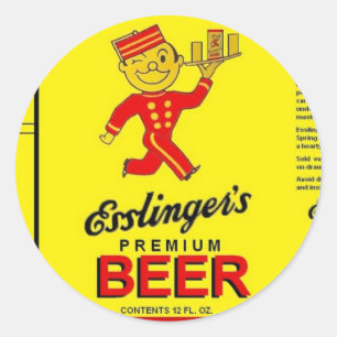ESSLINGER'S PREMIUM BIER Running Waiter w Tray Runder Aufkleber