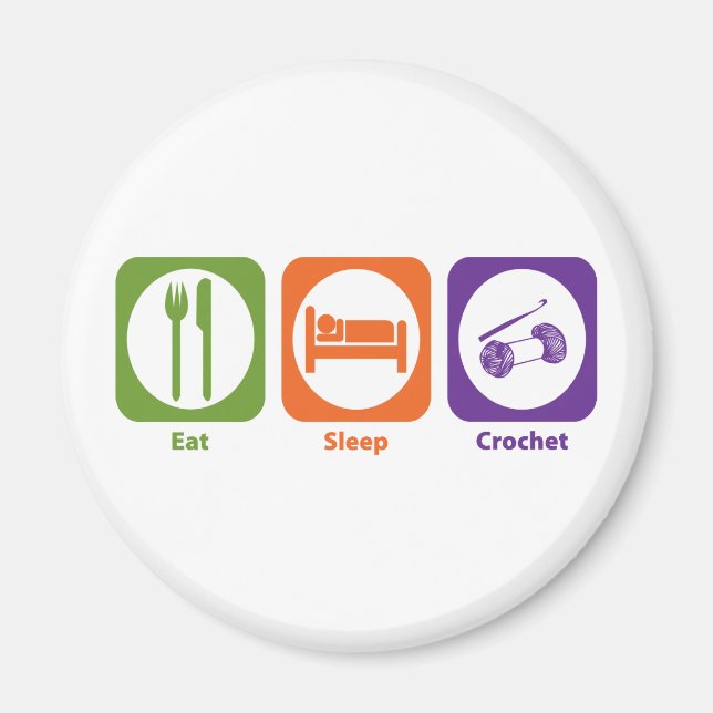 Esst schlafend Crochet Magnet (Vorne)