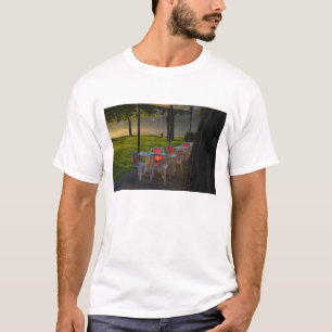 Esstisch und Stühle am Donauufer, T-Shirt