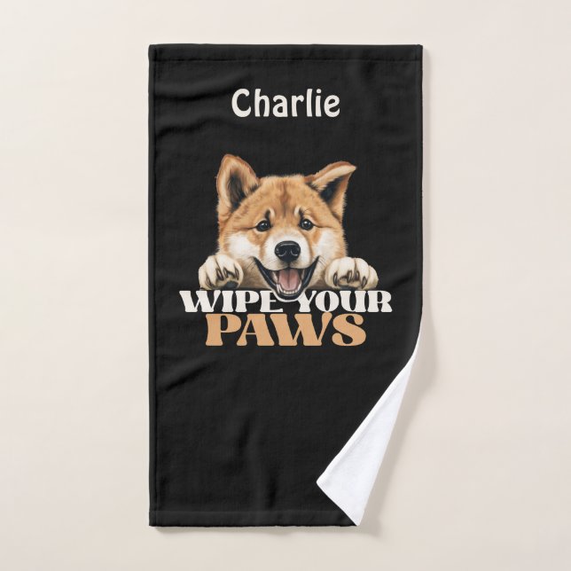 Essuyer tes pattes Akita Drôle Visage (Serviette à main)