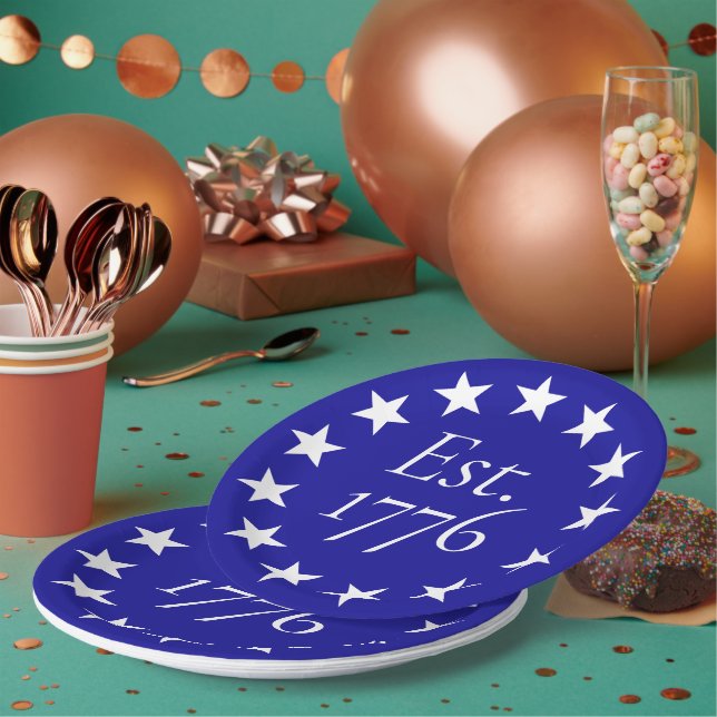 Est. 1776 Betsy Ross Flag Patriotes Geschenk Pappteller (Multi)