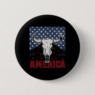 Est 1776 Kuhschädel am 4. Juli Button