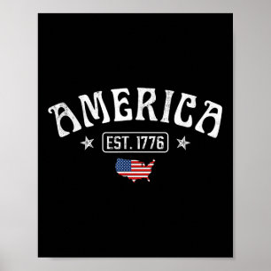 Est 1776 Patriotische US-amerikanische Flagge 4. J Poster