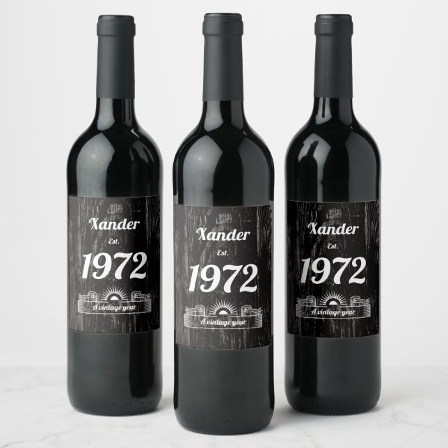 Est. 1972 Ein Vintages Jahr Weinetikett (Flaschen)