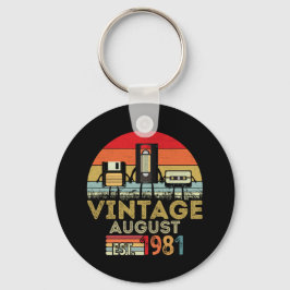 EST 1981 August Vintag 40. Geburtstag Schlüsselanhänger