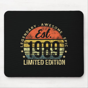 Est 1989 Limitierte Auflage 35. Geburtstag Vintage Mousepad