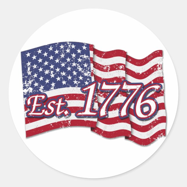 Est. Flag 1776 USA - Not leidend Runder Aufkleber (Vorderseite)