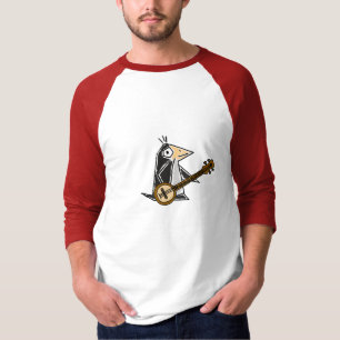 EST le pingouin jouant le T-shirt de banjo