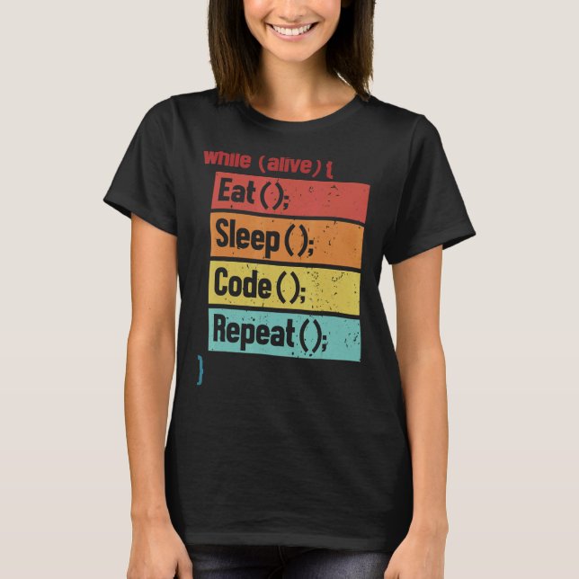 EST Sleep Code Wiederholen Software-Entwickler IT  T-Shirt (Vorderseite)