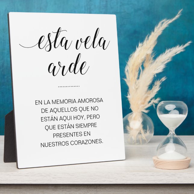 Esta Vela Arde Wedding Memorial auf Spanisch Fotoplatte (Seite)