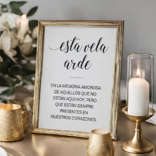 Esta Vela Arde Wedding Memorial Sign in Spanisch Poster