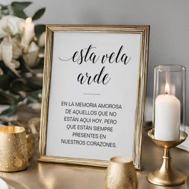 Esta Vela Arde Wedding Memorial Sign in Spanisch Poster (Von Creator hochgeladen)