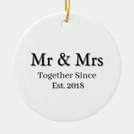 Established Year Modern Personalized Couple Keramik Ornament