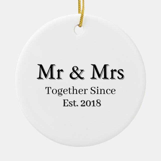 Established Year Modern Personalized Couple  Keramik Ornament (Vorne)