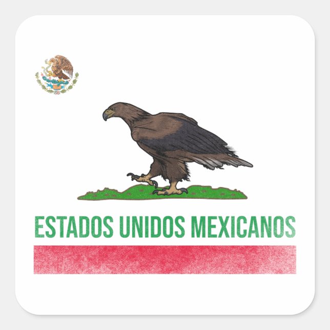 Estados Unidos Mexicanos - Mexiko und Kalifornien Quadratischer Aufkleber (Vorderseite)