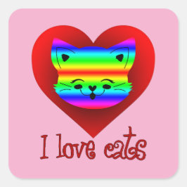 Estampa Animal - I Love Cats - Adesivo Quadratischer Aufkleber