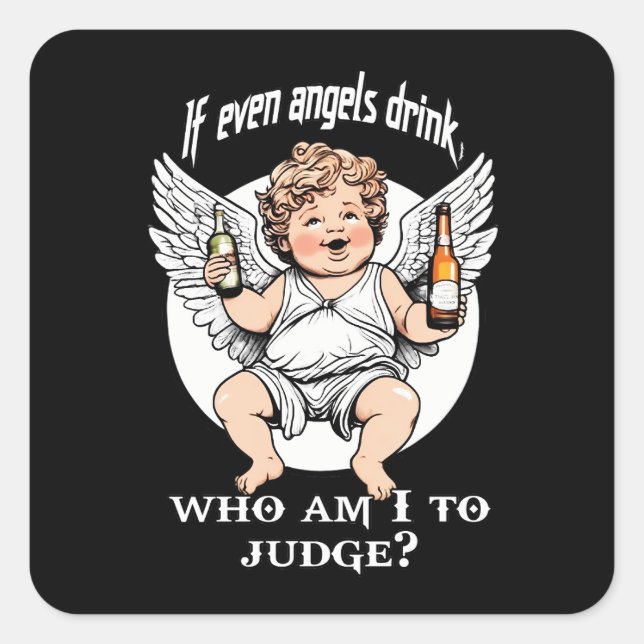 Estampa Anjo - Funny Guardian Angel – Adesivo Quadratischer Aufkleber (Vorderseite)