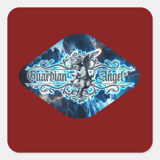 Estampa Anjo - Guardian Angel – Adesivo Quadratischer Aufkleber (Vorderseite)