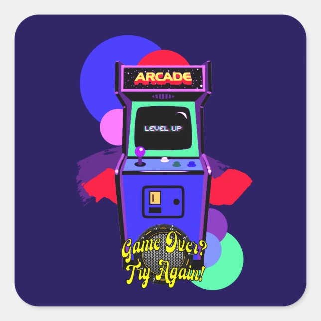 Estampa Game - Retro Arcade Game - Adesivo Quadratischer Aufkleber (Vorderseite)