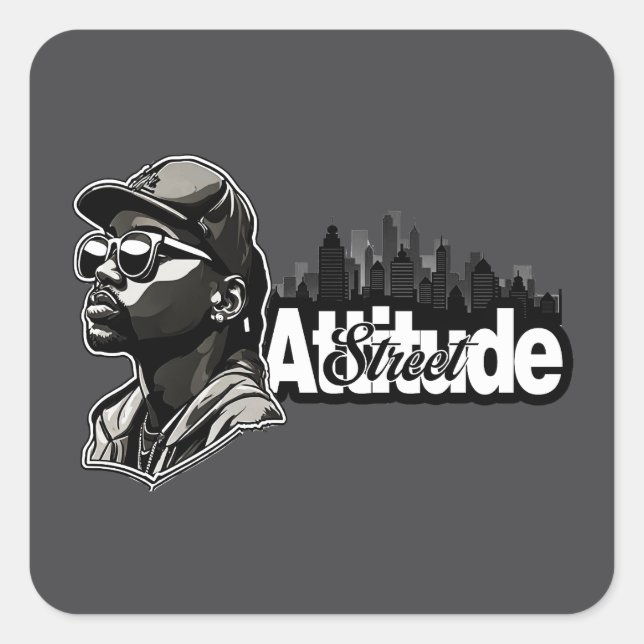 Estampa Hip Hop - Attitude Street - Adesivo Quadratischer Aufkleber (Vorderseite)