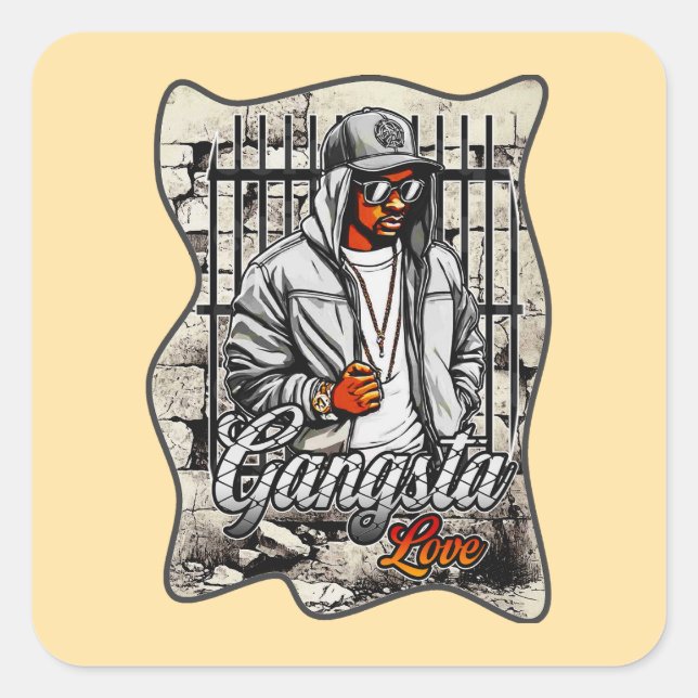 Estampa Hip Hop - Gangsta Love - Adesivo Quadratischer Aufkleber (Vorderseite)