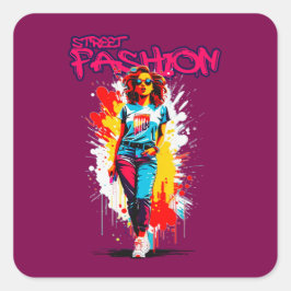 Estampa Moda - Street Fashion - Adesivo Quadratischer Aufkleber