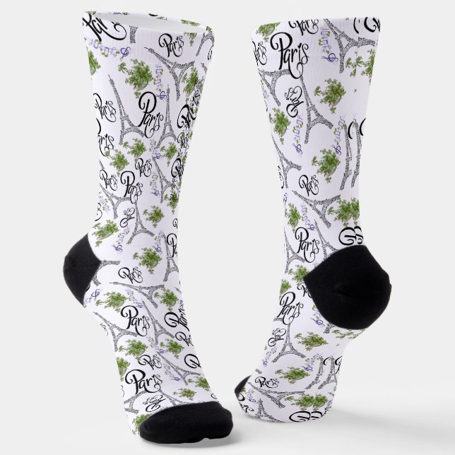 estampado integral de parís con flores socken (Gewinkelt)