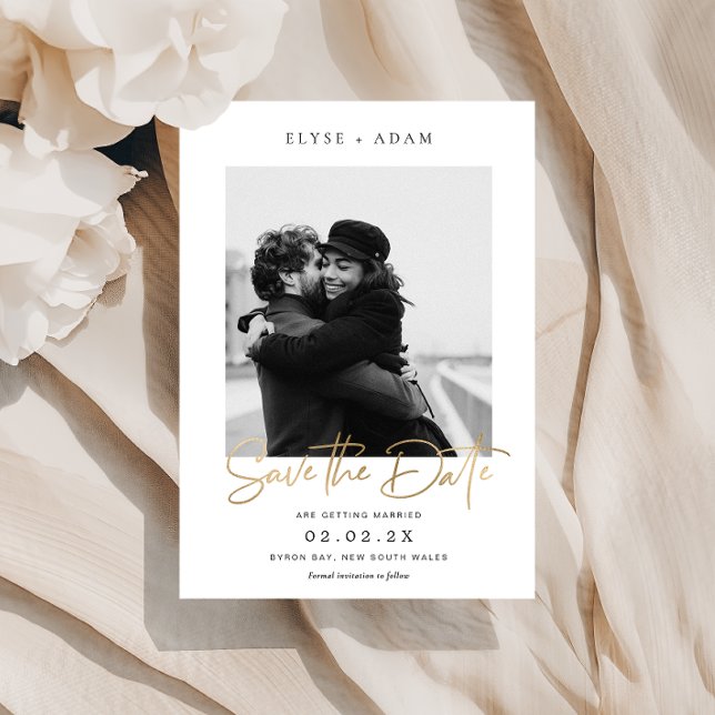 Estelle Foto Save the Date Gold Foil Folieneinladung (Von Creator hochgeladen)