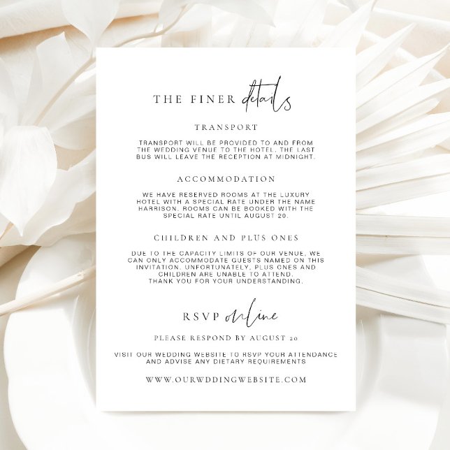 Estelle Minimalistisch Wedding Details Card Einladung (All in one wedding invitation Estelle )