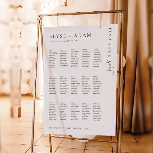 Estelle Modern Minimal 15 Tischplatinen Poster (Estelle 15 table seating Chart)
