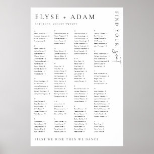 Estelle Modern Minimal Alphabetisches Sitzplakat Poster
