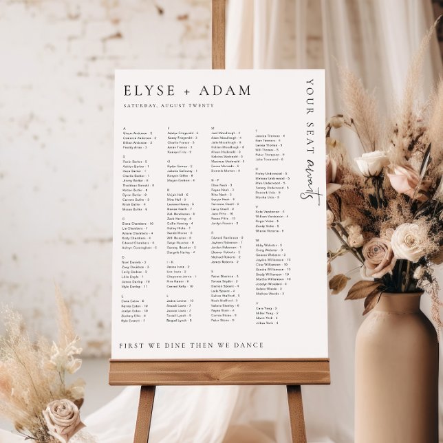 Estelle Modern Minimal Alphabetisches Sitzplakat Poster (Von Creator hochgeladen)