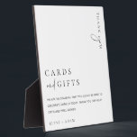 Estelle Modern Minimal Cards & Gifts Zeichen Fotoplatte<br><div class="desc">Dieses Kartenzeichen und das Geschenkschild zeichnen sich durch eine moderne Kalligraphie-Schrift und minimalistisches Design aus. Die Überschrift des Skripttextes ist ein Bild, das nicht bearbeitet werden kann. Das Kursbild kann auf jede Postergröße angepasst werden. Der andere Text ist vollständig editierbar. Für eine erweiterte Anpassung dieses Designs, wählen Sie einfach die...</div>