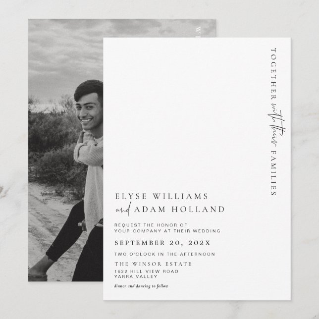 Estelle Modern Minimalistisch Wedding Einladung (Vorne/Hinten)