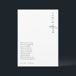 Estelle Modern Minimalistisch Wedding Tischnummer<br><div class="desc">Die Tischnummer Estelle zeichnet sich durch ein modernes, minimalistisches Design aus, das mit einem handgeschriebenen Schriftart auf weißem Hintergrund für ein sauberes und einfaches Aussehen sorgt. Die Überschrift des Skripts ist ein Bild, das nicht bearbeitet werden kann. Der andere Text ist vollständig editierbar. Für eine erweiterte Anpassung dieses Designs, wählen...</div>