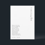 Estelle Modern Minimalistisch Wedding Tischnummer<br><div class="desc">Die Tischnummer Estelle zeichnet sich durch ein modernes, minimalistisches Design aus, das mit einem handgeschriebenen Schriftart auf weißem Hintergrund für ein sauberes und einfaches Aussehen sorgt. Die Überschrift des Skripts ist ein Bild, das nicht bearbeitet werden kann. Der andere Text ist vollständig editierbar. Für eine erweiterte Anpassung dieses Designs, wählen...</div>