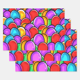 Esterfarbene Eier, viele Farben Geschenkpapier Set