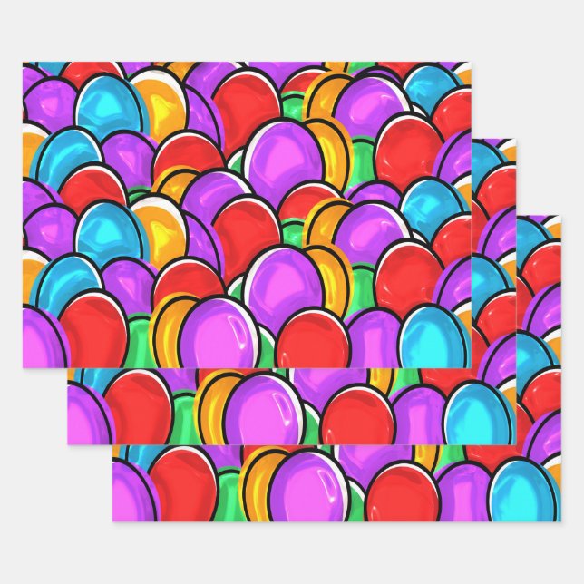 Esterfarbene Eier, viele Farben Geschenkpapier Set (Set)