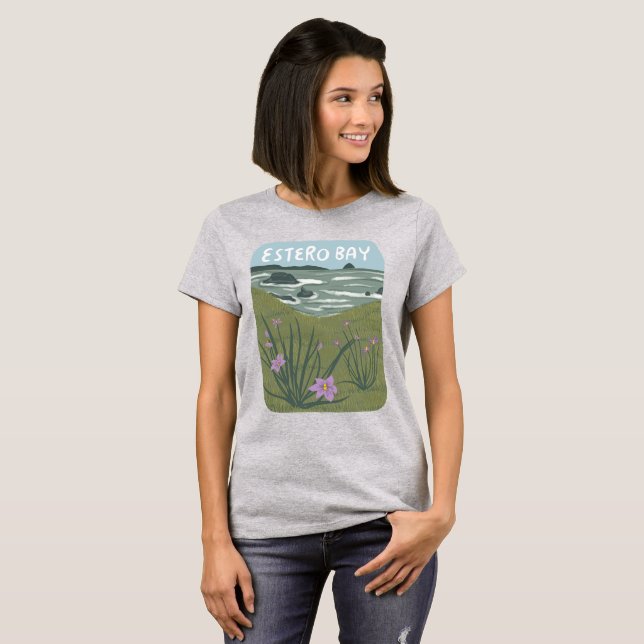 Estero Bay Central California Illustration Beach T-Shirt (Vorne ganz)