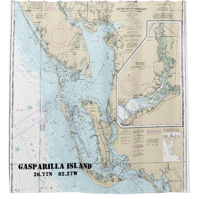 Estero Bay to Lemon Bay Schönheitsdiagramm 1426 Sh Duschvorhang (Vorderseite)