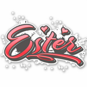Esters Red Heart Graffiti Autocollants