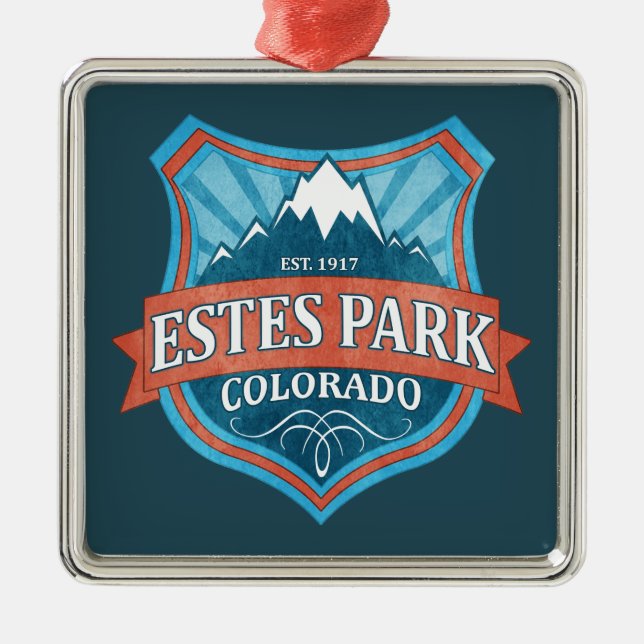 Estes Park Colorado aquamariner Schutzschild Silbernes Ornament (Vorne)